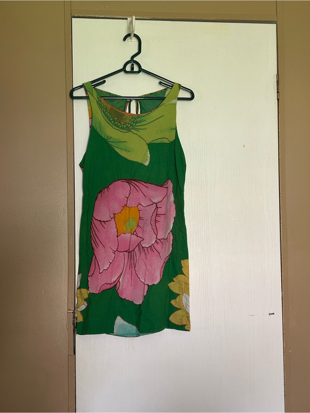 FARM Rio Green Floral Mini Dress with Pink & Yellow Blooms